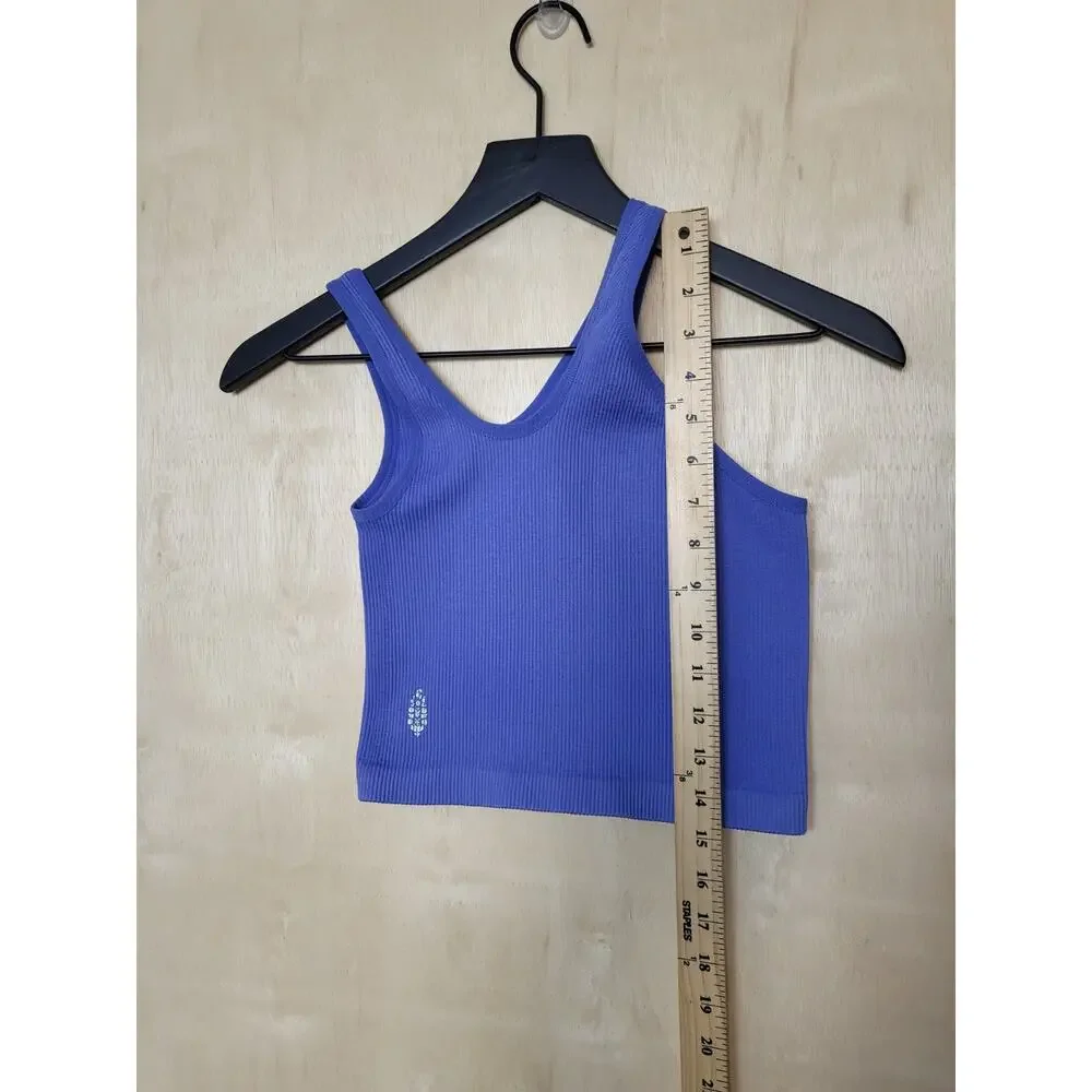 Size:XS/S Free People Movement Periwinkle Ribbed Crop Tank Top - Picture 3 of 6